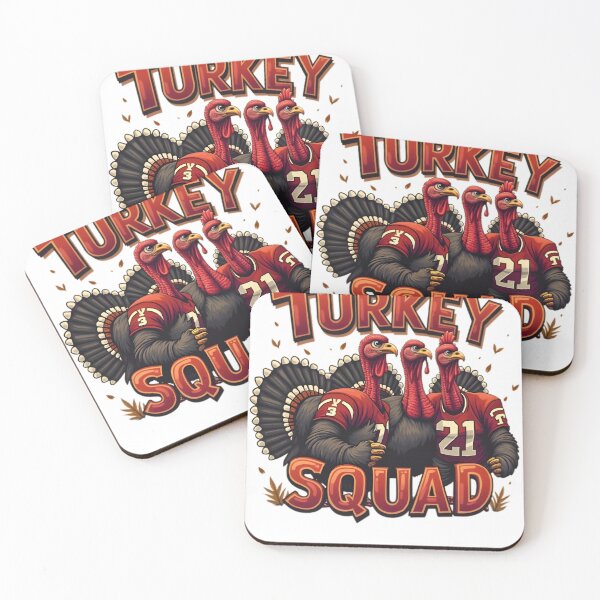 Item preview, Turkey Squad Funny Turkeys in Football Jerseys designed and sold by EmeraldCauldren.