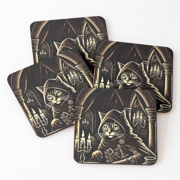 Item preview, Stealthy Medieval Rogue Cat Sneaking Through Gothic Castle designed and sold by Matikep.
