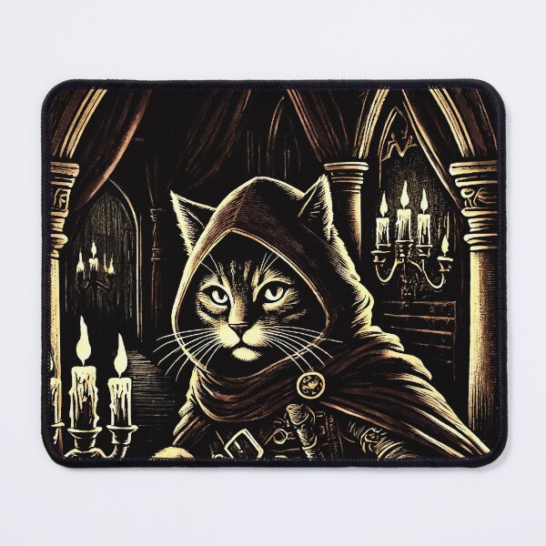 Item preview, Stealthy Medieval Rogue Cat Sneaking Through Gothic Castle designed and sold by Matikep.