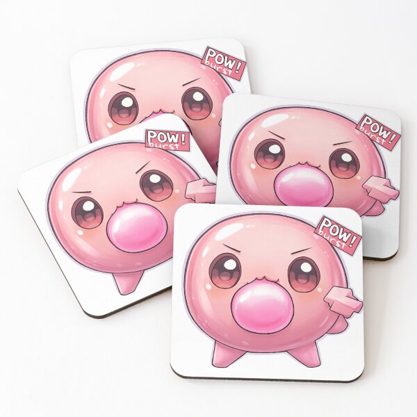 Item preview, Cute Cartoon Bubble Character with Big Bubblegum Cheeky Expression and Pow Burst Text designed and sold by ModNoy.