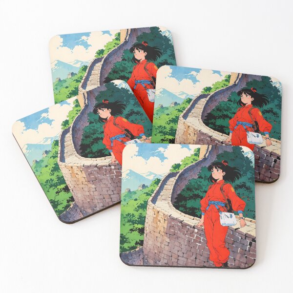 Item preview, Great Chinese Wall Retro Anime Girl China 80s Vintage Travel designed and sold by Retro-Anime9.
