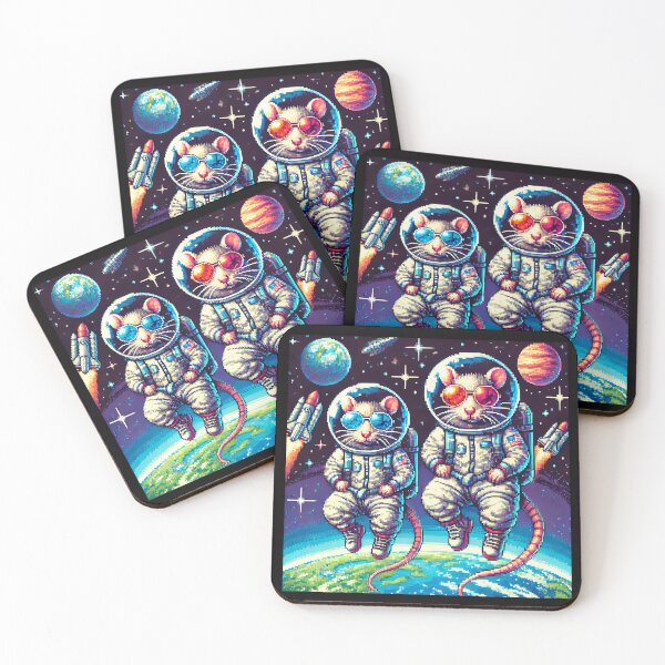 Item preview, astronaut rats, space animals, pixel art, retro funny aesthetic designed and sold by ANIARTONLINE.