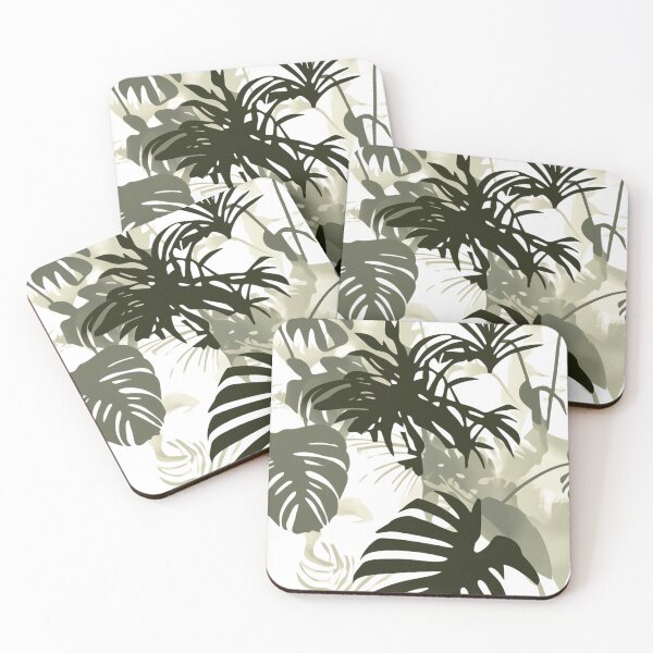 Item preview, Seamless pattern with various tropical plants in silhouette, featuring overlapping shadows and light accents  designed and sold by ThaiArtShop.