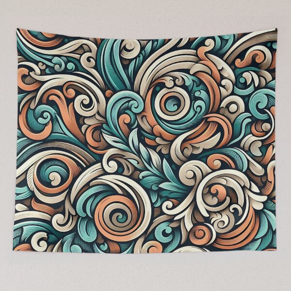 Item preview, A colorful floral pattern with swirls designed and sold by Haji  Kamora.