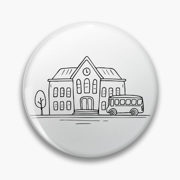 Item preview, An Illustration of a School Bus Parked Outside a School designed and sold by rasagamastore.