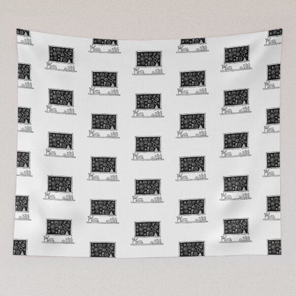 Item preview, Blackboard Filled with Chalk Drawings in a Classroom designed and sold by rasagamastore.