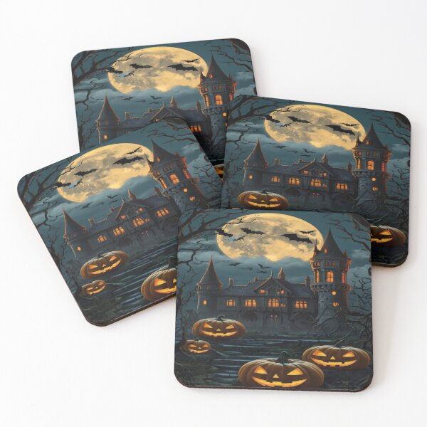 Item preview,  halloween dark castle with full moon and pumpkin , halloween castle ,Halloween Landscape,Halloween Season, halloween pumpkin designed and sold by Expressions-Sel.