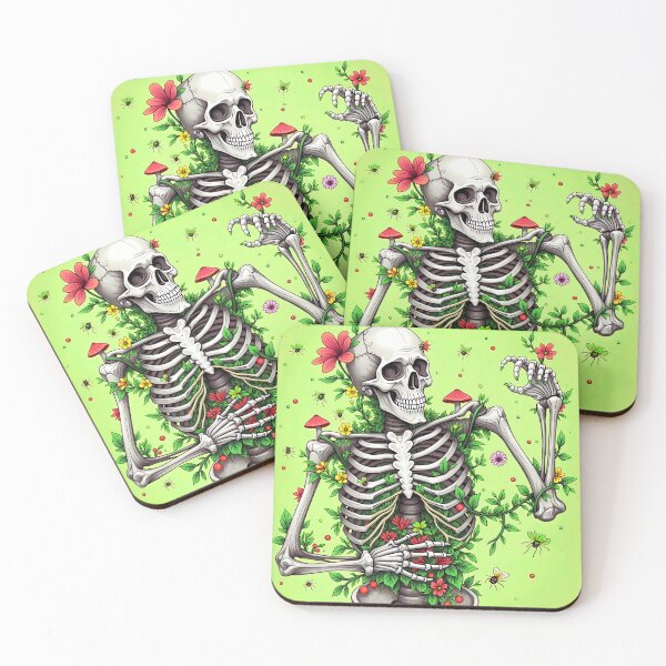 Item preview, Vibrant Floral Skeleton Art - Symbolic Illustration of Life, Death, and Rebirth with Blooming Flowers and Nature Elements designed and sold by marvinismyname.