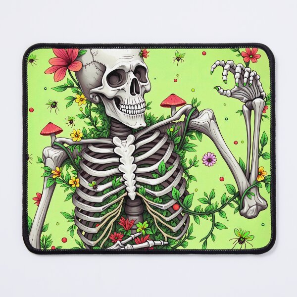 Item preview, Vibrant Floral Skeleton Art - Symbolic Illustration of Life, Death, and Rebirth with Blooming Flowers and Nature Elements designed and sold by marvinismyname.