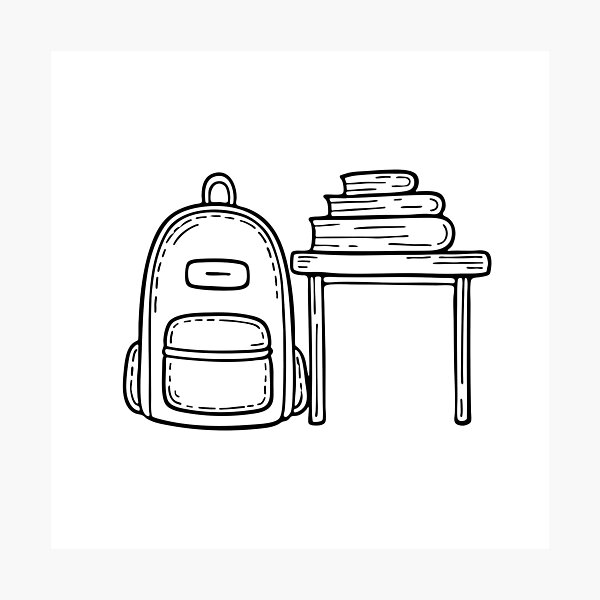 Item preview, Backpack Leaning Against a Classroom Desk designed and sold by rasagamastore.