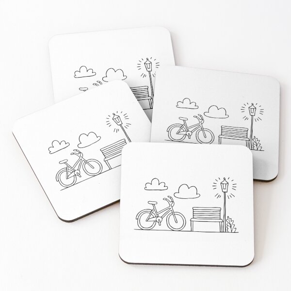 Item preview, An Illustration of a Bike Parked Near a Park Bench designed and sold by rasagamastore.