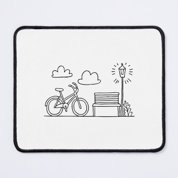 Item preview, An Illustration of a Bike Parked Near a Park Bench designed and sold by rasagamastore.