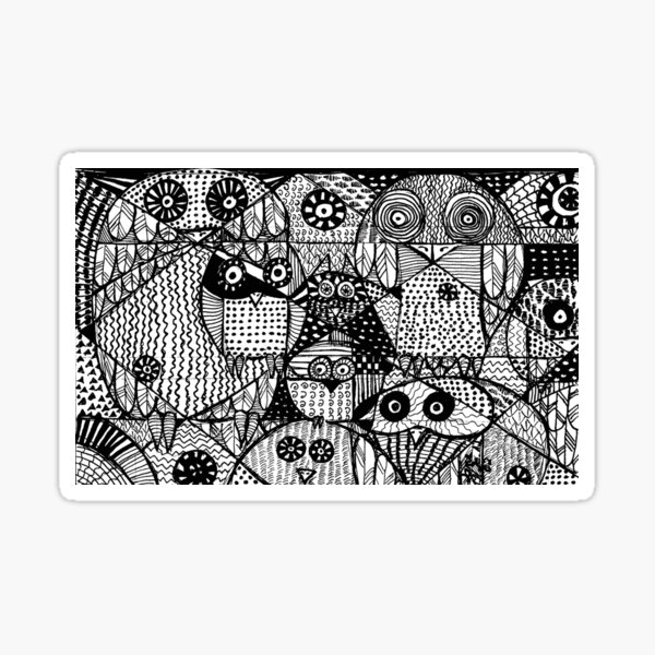 Doodle-Eulen Sticker