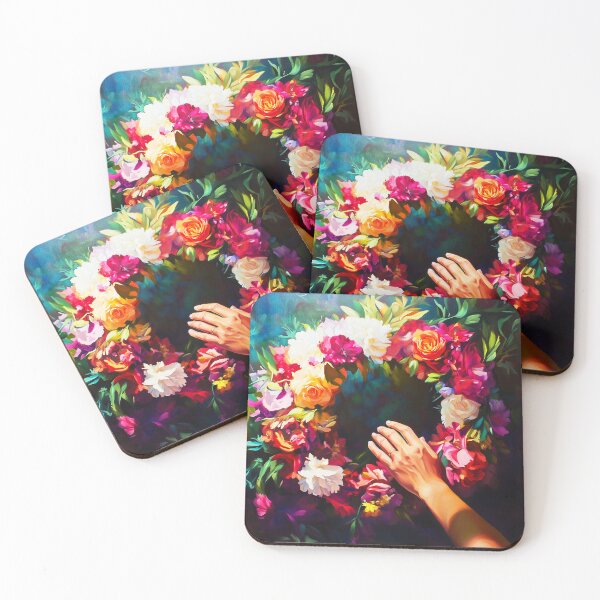 Item preview, hand putting a floral wreath on a grave painting day of the dead november 1 art designed and sold by EmeraldeaArt.