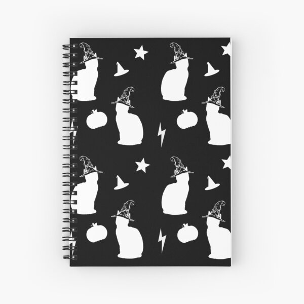 Tipsy Kitten Wizard - Black Spiral Notebook