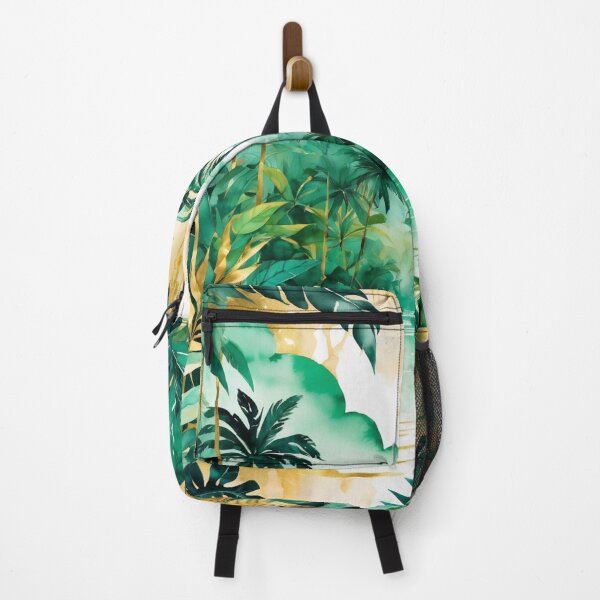 Item preview, Jungle landscape in a water paint style emerald and gold shades designed and sold by Moonde04.