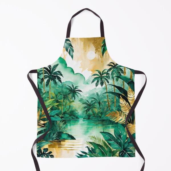 Item preview, Jungle landscape in a water paint style emerald and gold shades designed and sold by Moonde04.