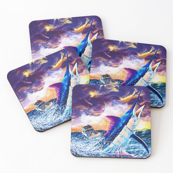 Item preview, Breaching Blue Marlin Sunset Impression designed and sold by Color4Nature.
