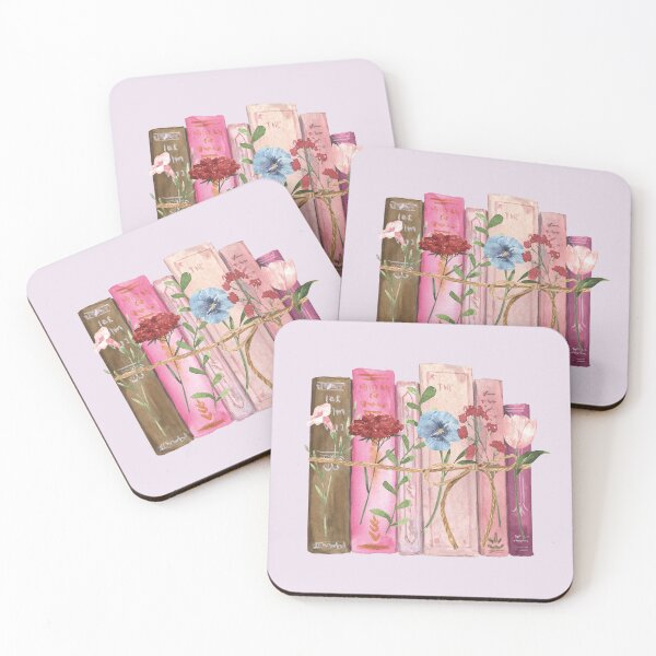 Artikelvorschau, Rosa, lila, blumen, und, bücher, aquarell entworfen und verkauft von Nature Hues.
