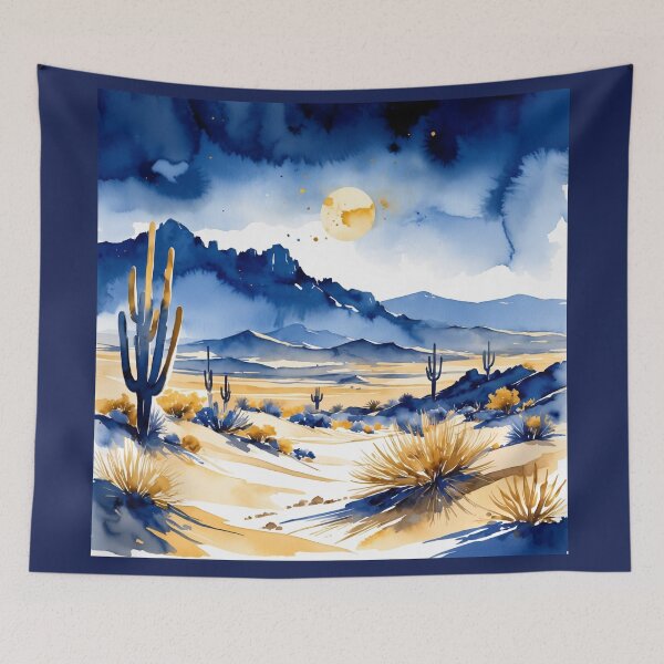 Item preview, Desert landscape in water paint style with dark blue and gold shades designed and sold by Moonde04.
