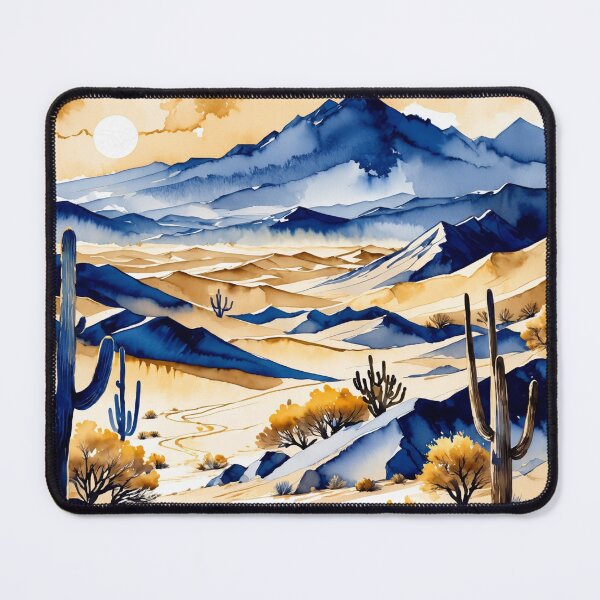 Item preview, Desert landscape in water paint style with dark blue and gold shades designed and sold by Moonde04.