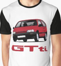 Daihatsu Charade GTti with badge, illustration, red Graphic T-Shirt