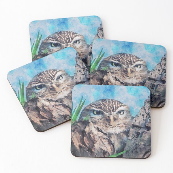 Item preview, Little owl perched behind a tree trunk designed and sold by Dolfilms.