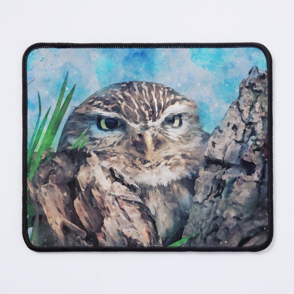 Item preview, Little owl perched behind a tree trunk designed and sold by Dolfilms.