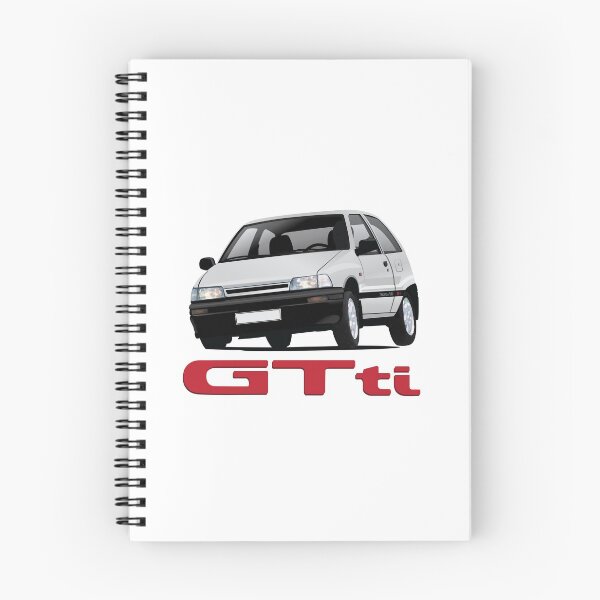 Item preview, Daihatsu Charade GTti white/gray illustration with badge designed and sold by knappidesign.