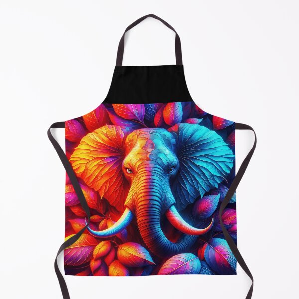 Item preview, Autumn elephant fall red and blue leafy portraiture designed and sold by EmeraldeaArt.