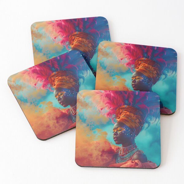 Item preview, Vibrant Portrait with Feathered Headdress in Colors designed and sold by Artessie.