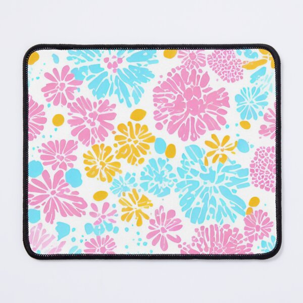 Item preview, Pink Blue and Yellow Floral Design on White designed and sold by BubbleGalaxy.