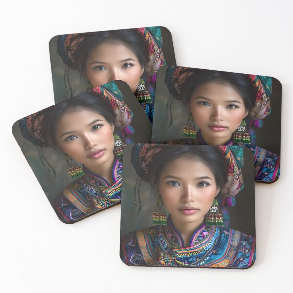Item preview, Traditional clothing woman portrait with vibrant colors designed and sold by Artessie.