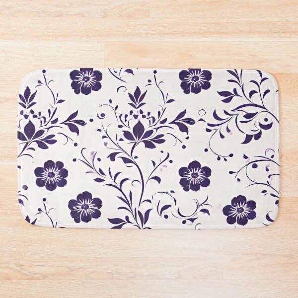 Item preview, Dark Purple Floral on White designed and sold by BubbleGalaxy.