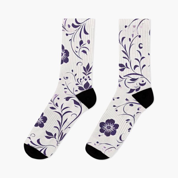 Item preview, Dark Purple Floral on White designed and sold by BubbleGalaxy.