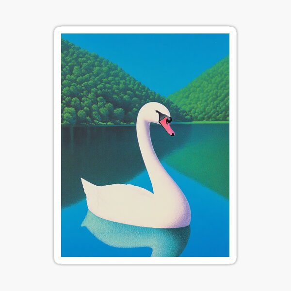 White Swan On the Lake Sticker