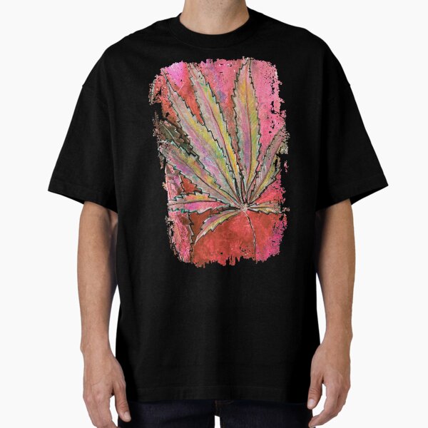 Hanf rot, Guache-Blattabdruck Oversized T-Shirt