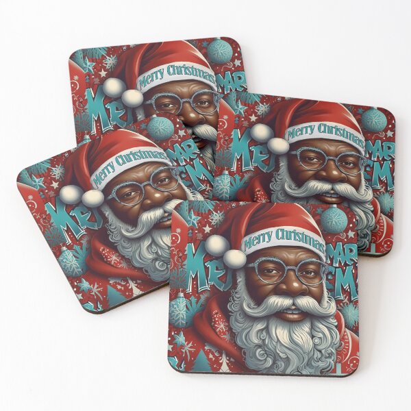 Item preview, Retro Black Father Xmas with Blue accents designed and sold by KeshaEls.