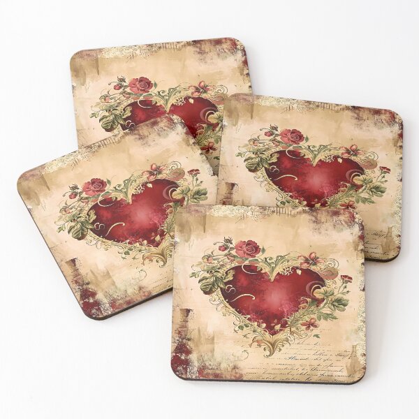 Item preview, Vintage Floral Heart – Heart with Flowers Amid Golden Accents designed and sold by Frame & Fold.