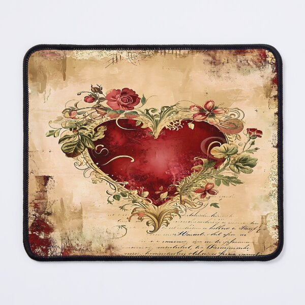 Item preview, Vintage Floral Heart – Heart with Flowers Amid Golden Accents designed and sold by Frame & Fold.
