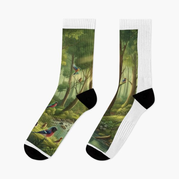 Item preview, Enchanting Forest Scene with Colorful Birds - Nature Art Print" designed and sold by choder61.