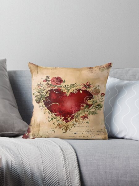 Artikel-Vorschau von Vintage Floral Heart – Herz mit Blumen inmitten goldener Akzente, designt und verkauft von Frame & Fold.