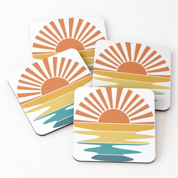 Item preview, Retro Sunset Rays Wavy Water Vintage Retro Sunshine designed and sold by TypeFace-Art.