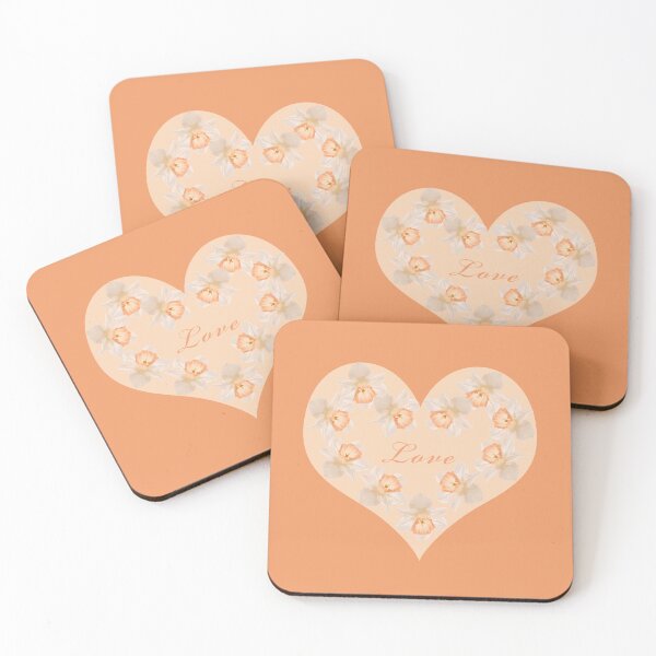 Item preview, Heart shape with white daffodils and love designed and sold by KRFNatureGifts.