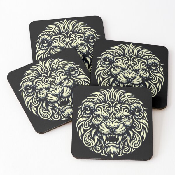 Item preview, Lion Head Tribal Art – Bold Tribal Lion Design with Fierce Detail designed and sold by BubbleSpy.