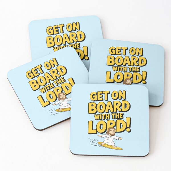 Item preview, Get On Board With The Lord! Funny Surfing Jesus designed and sold by PMCreative.