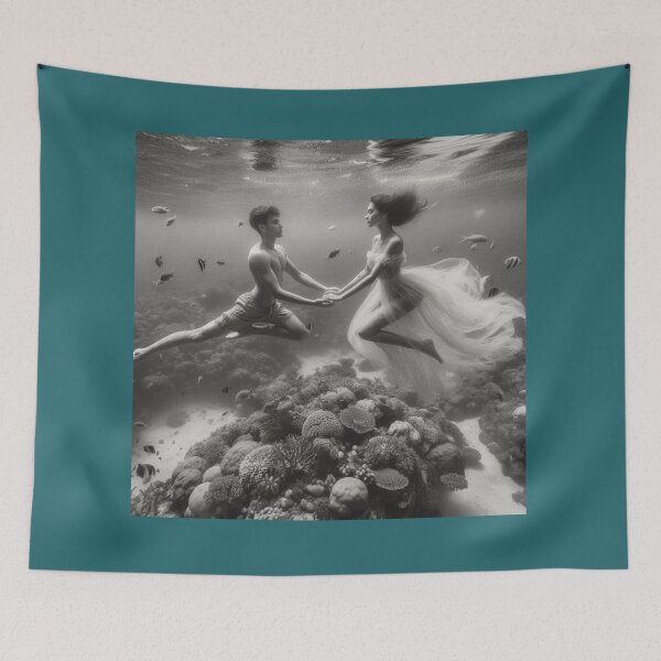 Item preview, Couple Holding Hands Underwater - Romantic Ocean Photography designed and sold by choder61.