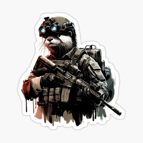 Artikel-Vorschau von Otter Soldat Tier Nachtsicht Taktische Ausrüstung Aquarell, designt und verkauft von TomFrontierArt.
