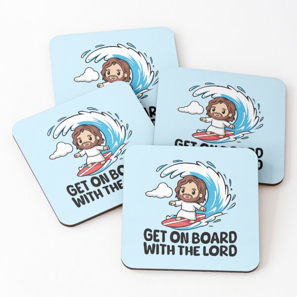 Item preview, Get On Board With The Lord! Cute Surfing Jesus designed and sold by PMCreative.
