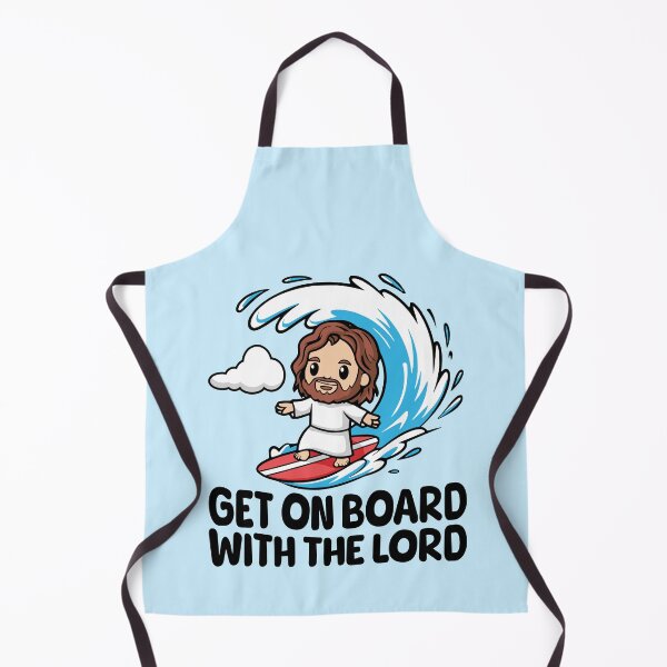 Item preview, Get On Board With The Lord! Cute Surfing Jesus designed and sold by PMCreative.